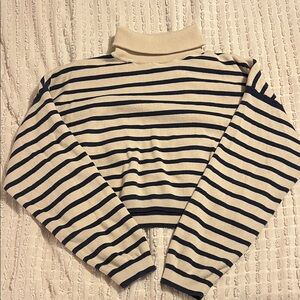 Lulu's Navy and Cream Striped Turtleneck Sweater